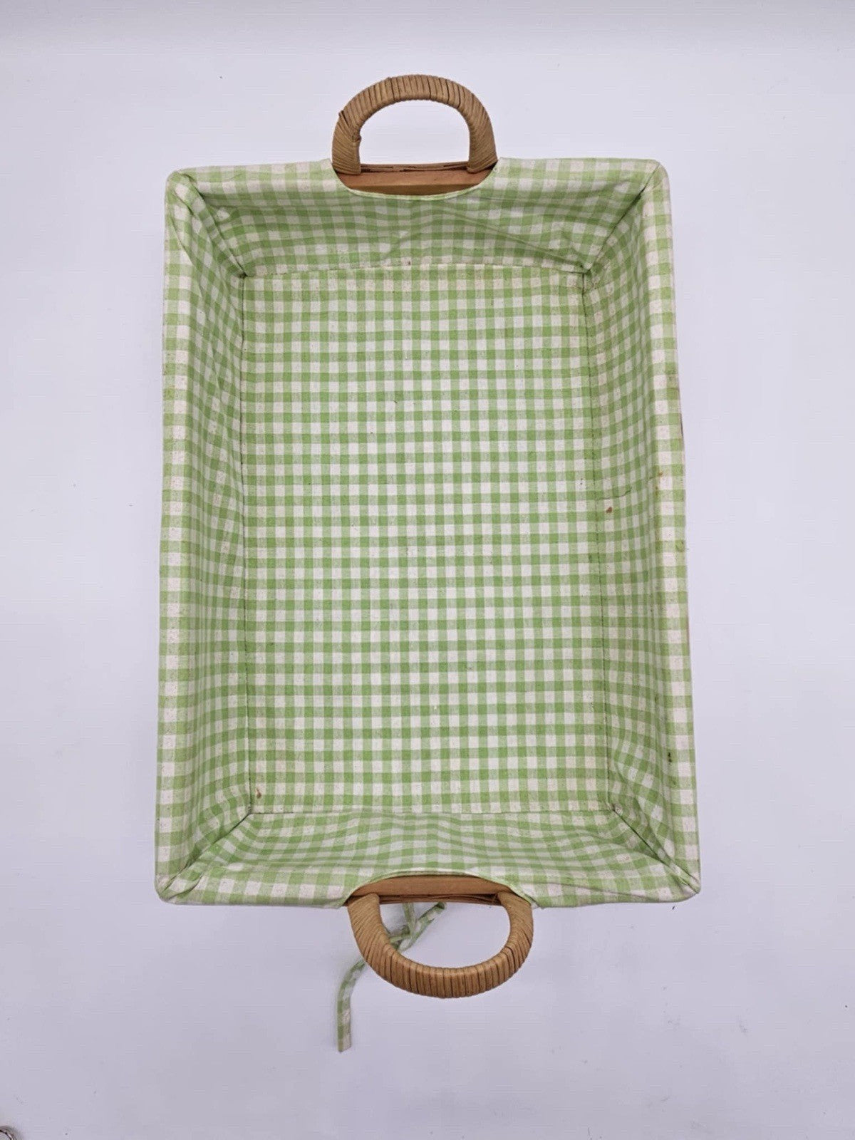 Grand Country Woven Collection Gathering Bread Basket Fabric Liner Wood Handles