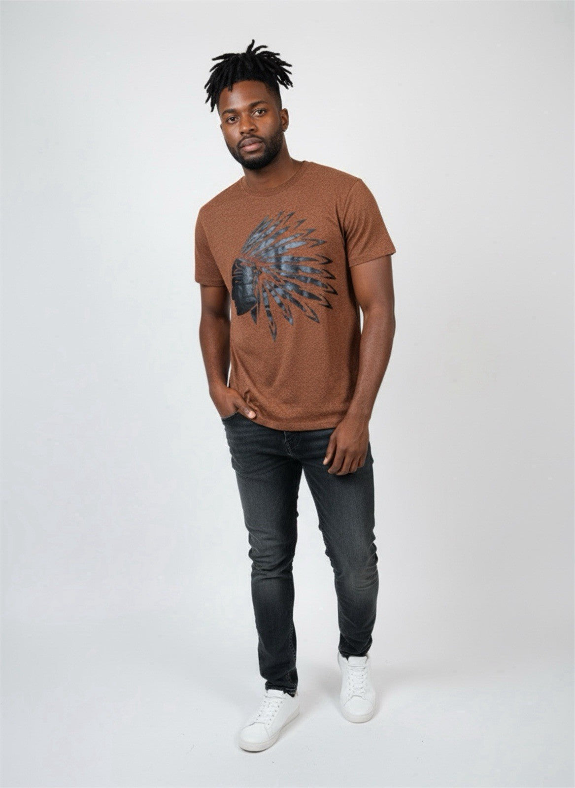Ringsfire Brown Graphic T-Shirt Native Headdress Design Men’s Size L