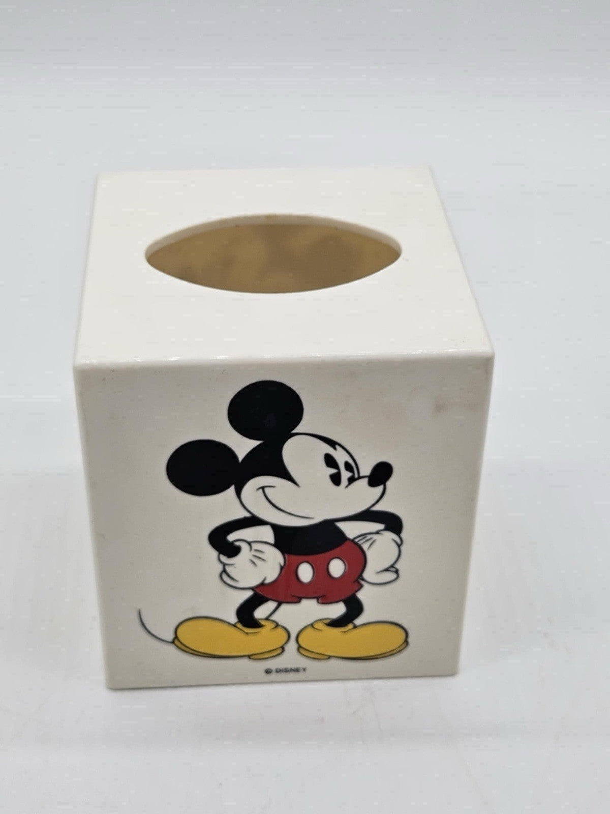 Vintage Walt Disney Mickey Mouse Tissue Box Cover Holder Square Plastic 6x5x5”