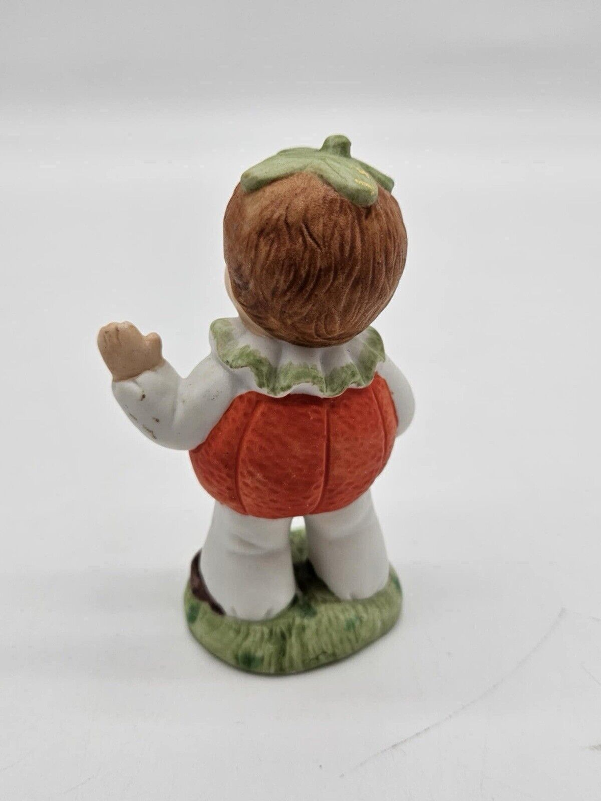 Vintage Halloween Ceramic PUMPKIN BOY in Jack-O-Lantern Costume Figurine - RARE