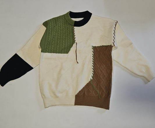 Sweaters Patchwork Pullovers Sweater Men Women Fashion Knitwear ~ M