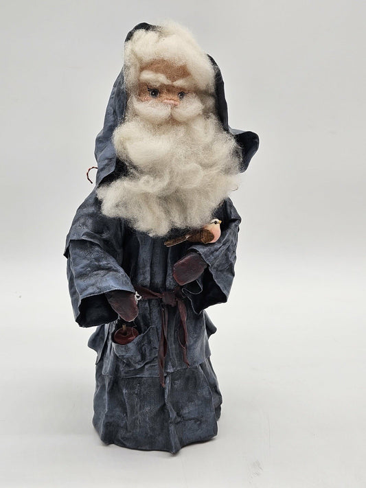 Vintage Handmade Santa Claus Figurine with Sack Folk Art Christmas Decor
