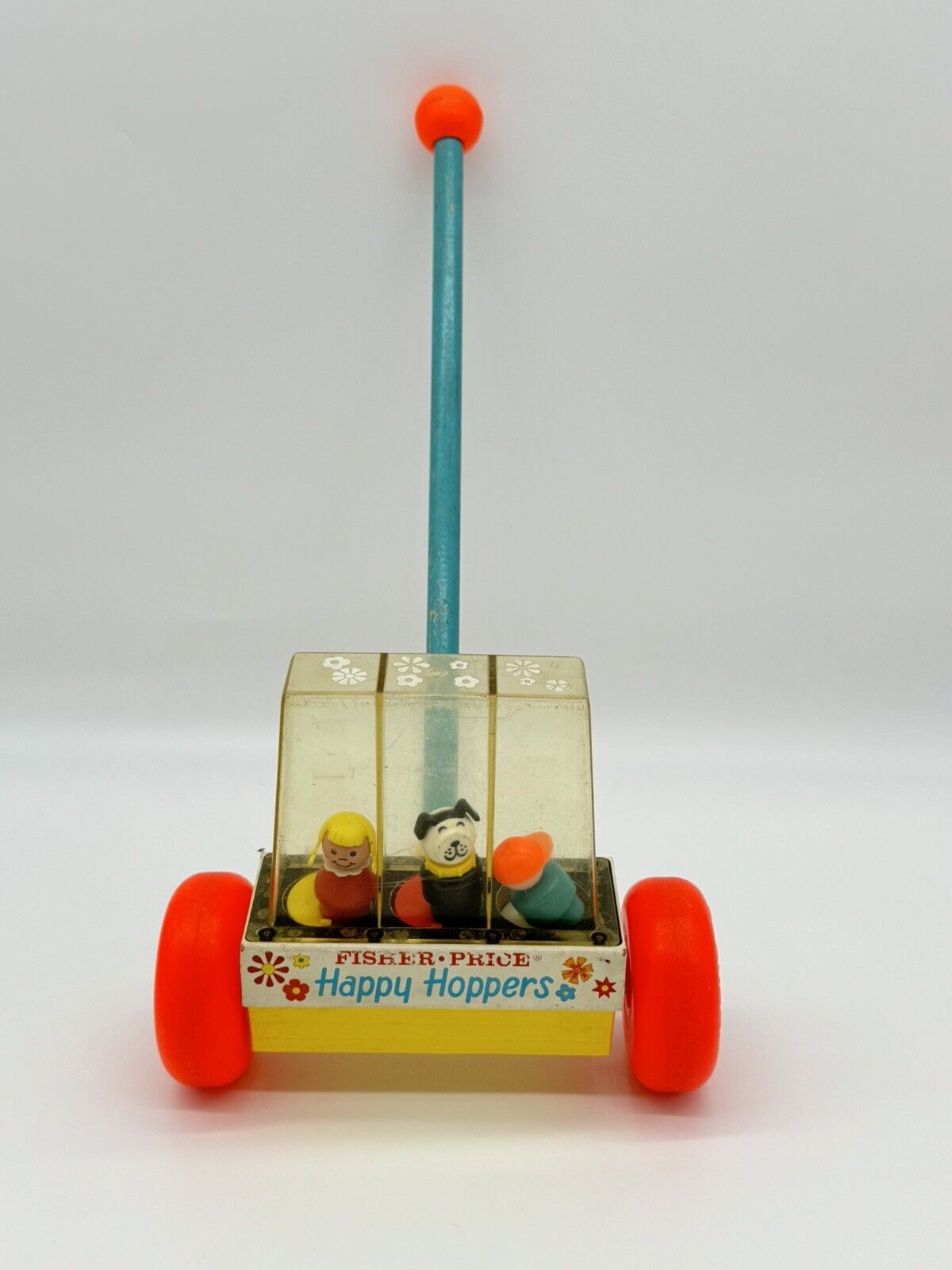 VINTAGE 1969 Fisher Price Happy Hoppers Push Toy #121. Works Great!