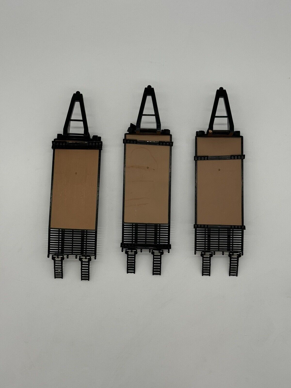 Lot Of 3 Tomy/Ertl Toys 11” Plastic Skid Steer Flatbed Gooseneck Trailer W/Ramps