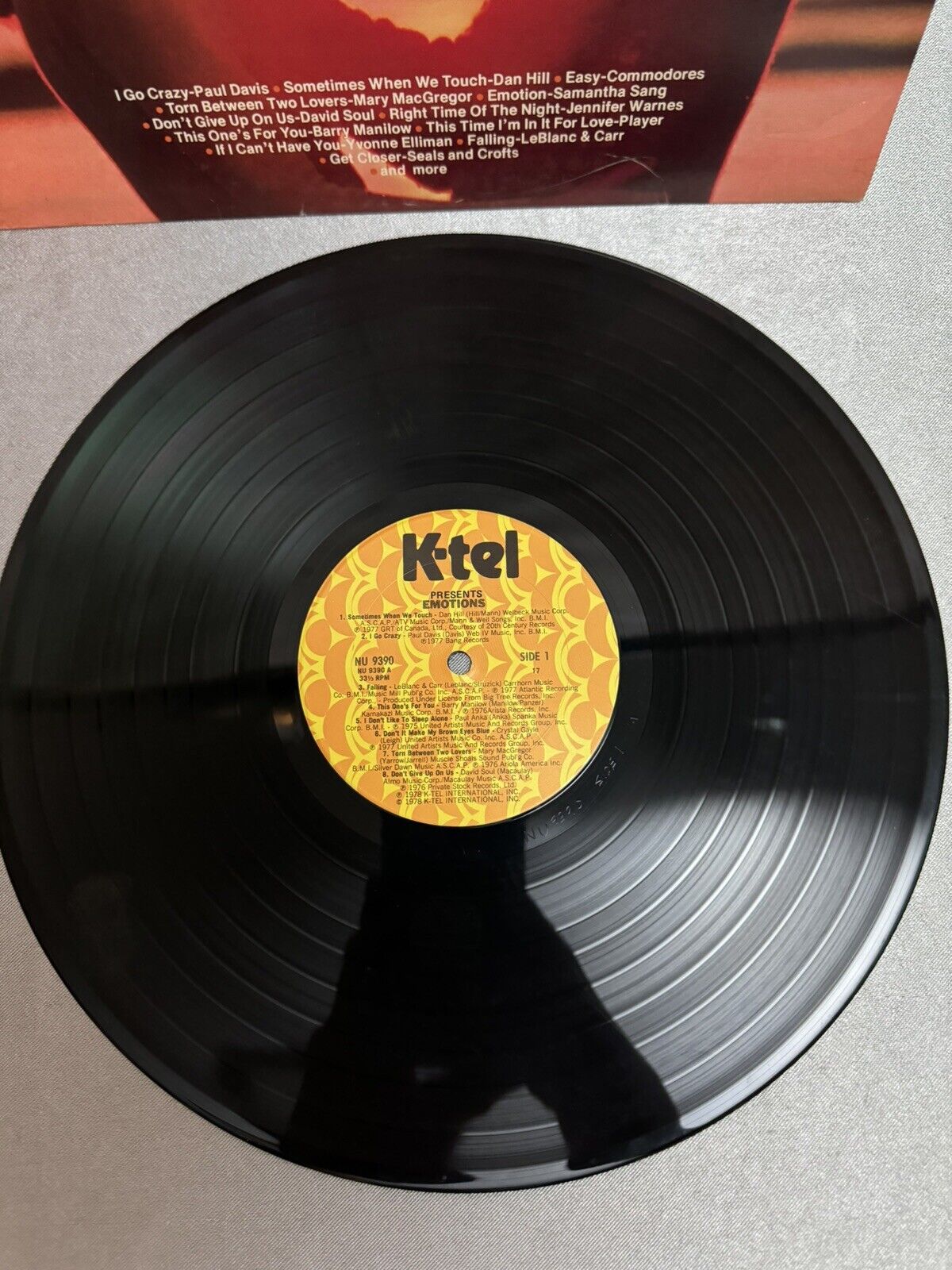 Emotions Today's Love Hits All Originals Various Artists LP Vinyl 1978 NU 9390