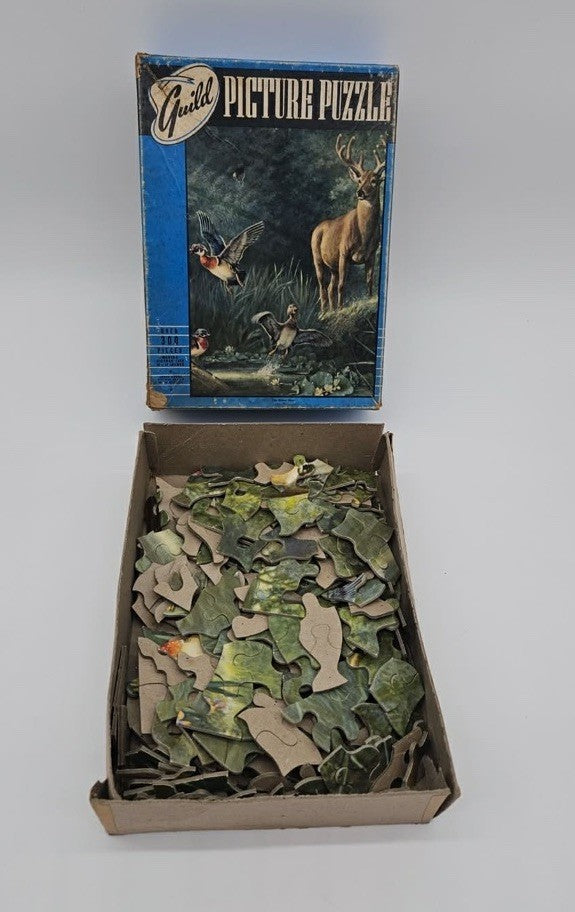 Vintage Picture Puzzle By Guild, The Water Hole, (V11)