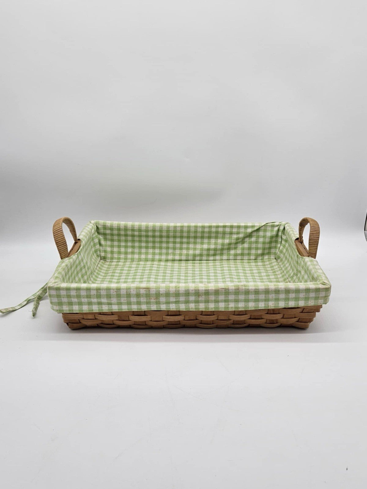 Grand Country Woven Collection Gathering Bread Basket Fabric Liner Wood Handles