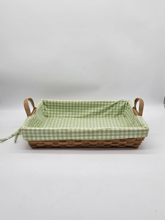 Grand Country Woven Collection Gathering Bread Basket Fabric Liner Wood Handles