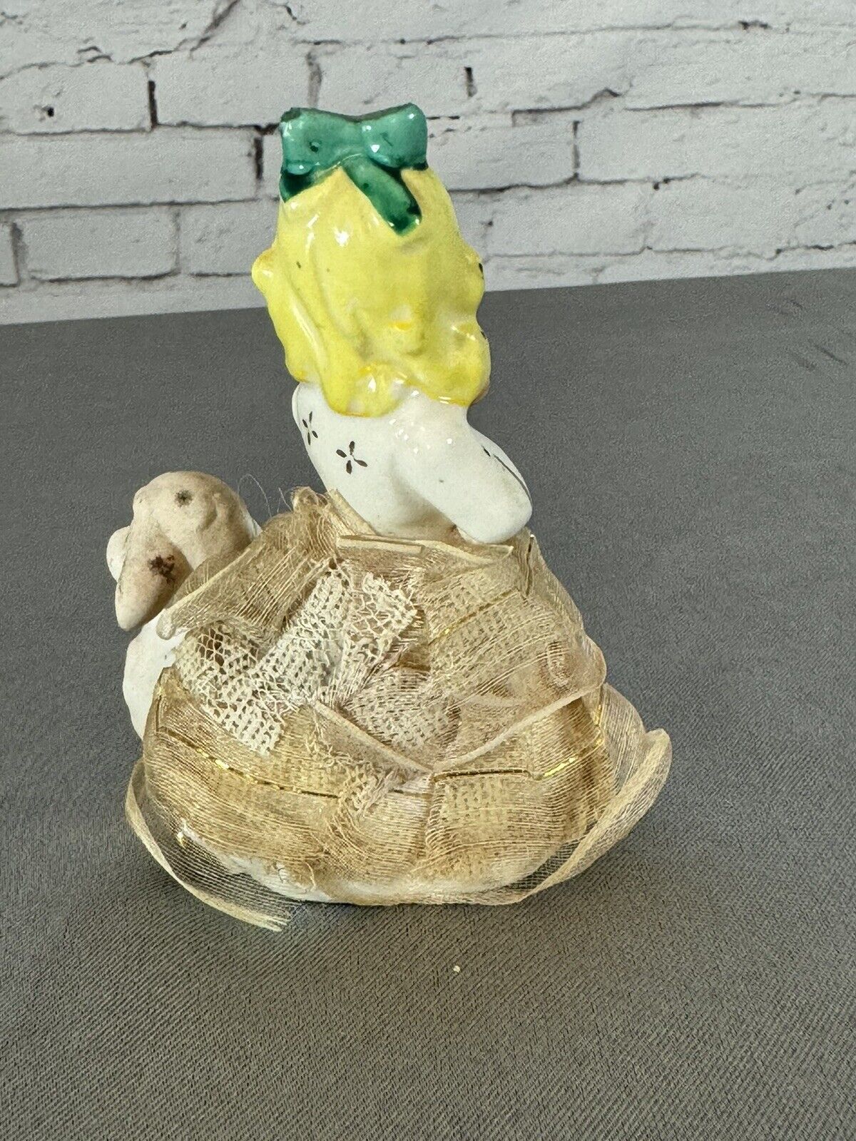 Vintage JL Co. Girl in Dress with Poodle on Leash Ceramic Figurine
