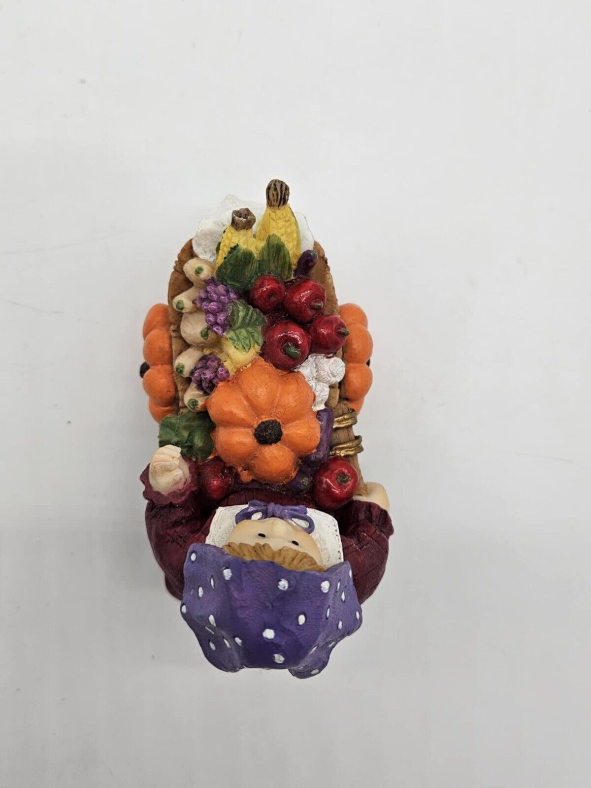 Thanksgiving Autumn Pilgrim Figurine Woman Pushing Pumpkin Cart Miniature