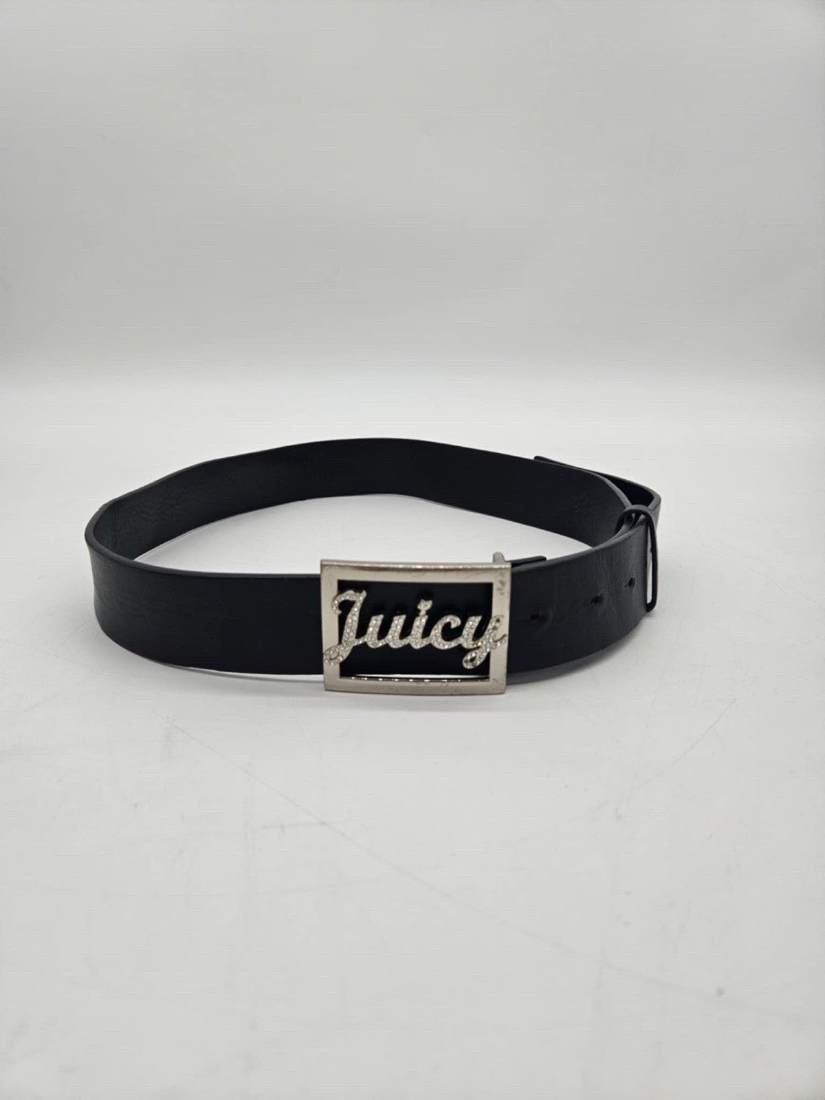 Juicy Couture Logo Black Faux Leather Double Wrap Waist Belt S M