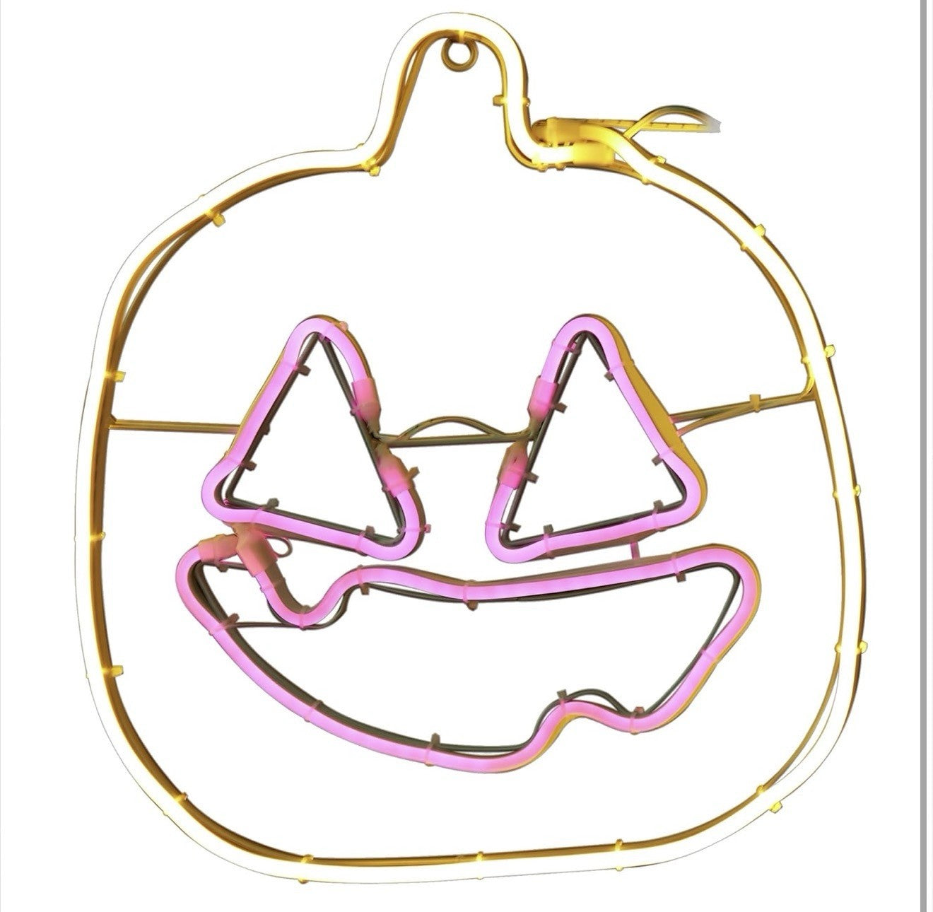 Neon Tube LED Pumpkin with Purple Face Hanging Decor