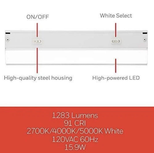 Jasco UltraPro 36” Direct Wire LED Light Bar Fixture CCT Select 120V
