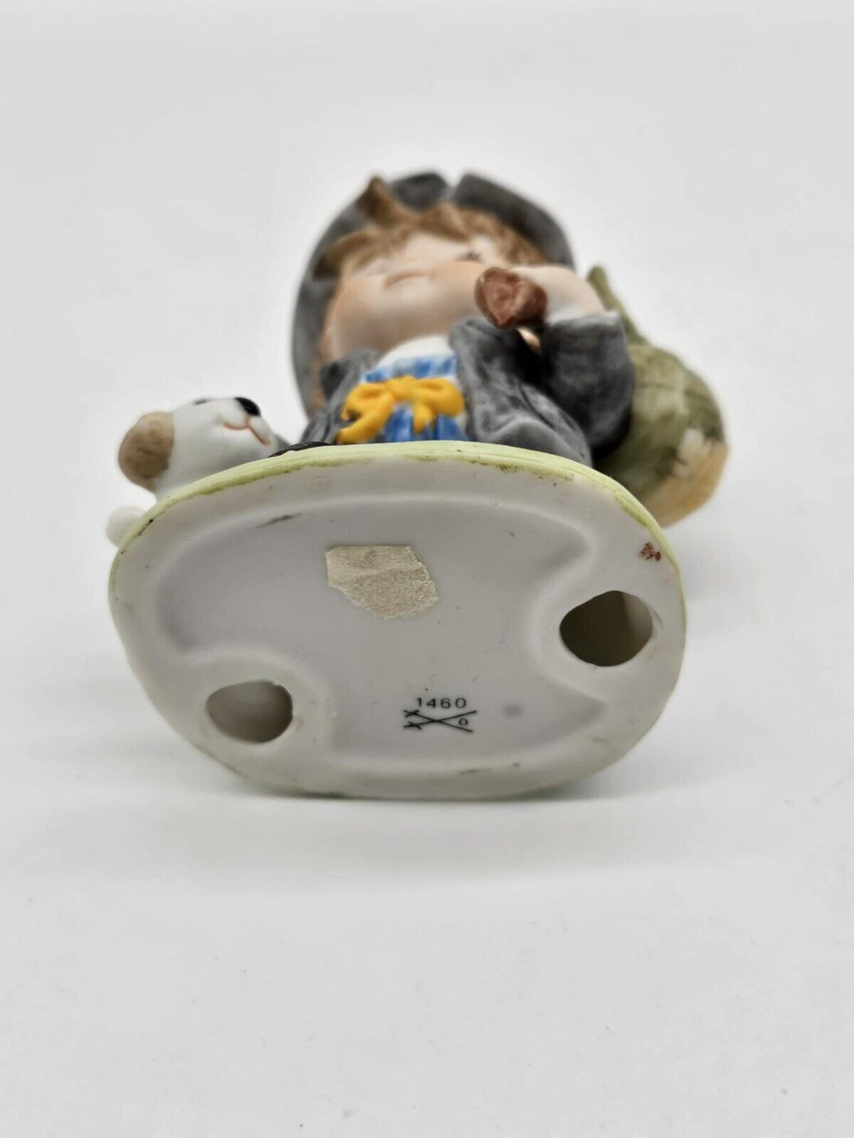 Vintage Homco Hobo Boy With Dog Figurine Denim Big Hat Hobo Sack 4th of July dec