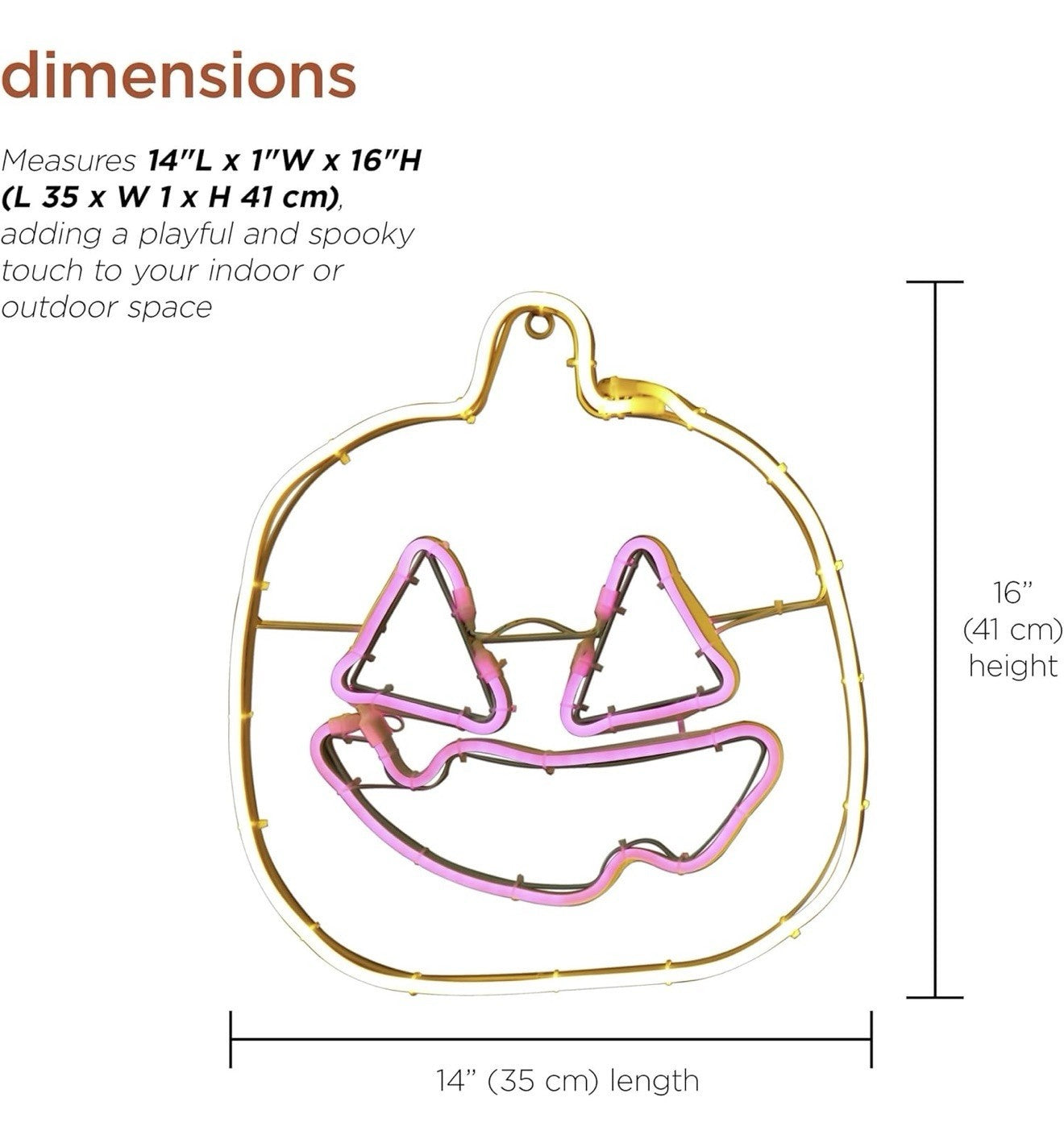 Neon Tube LED Pumpkin with Purple Face Hanging Decor