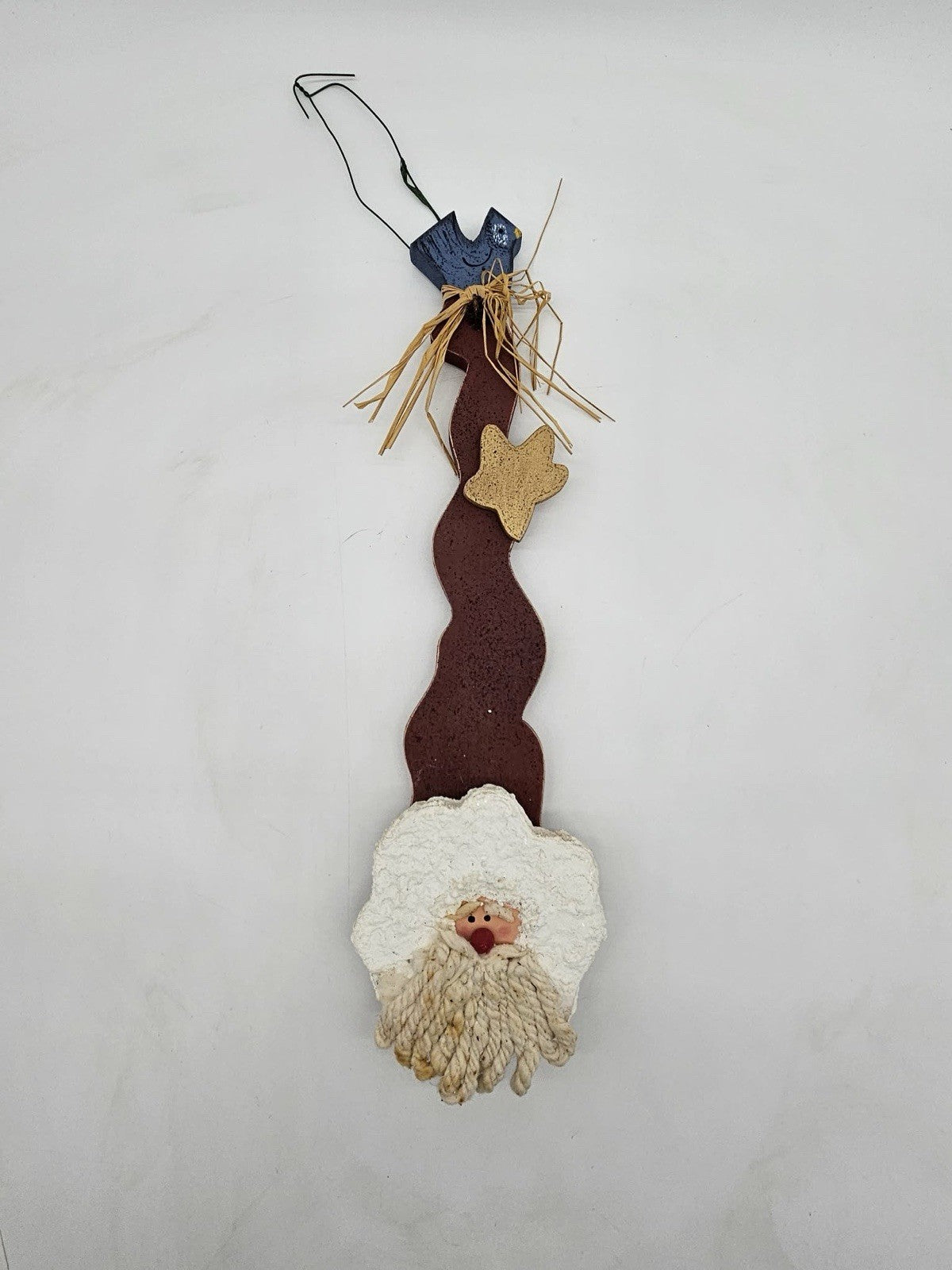 Rustic Handmade Santa Christmas Ornament Wall or Door Hanging