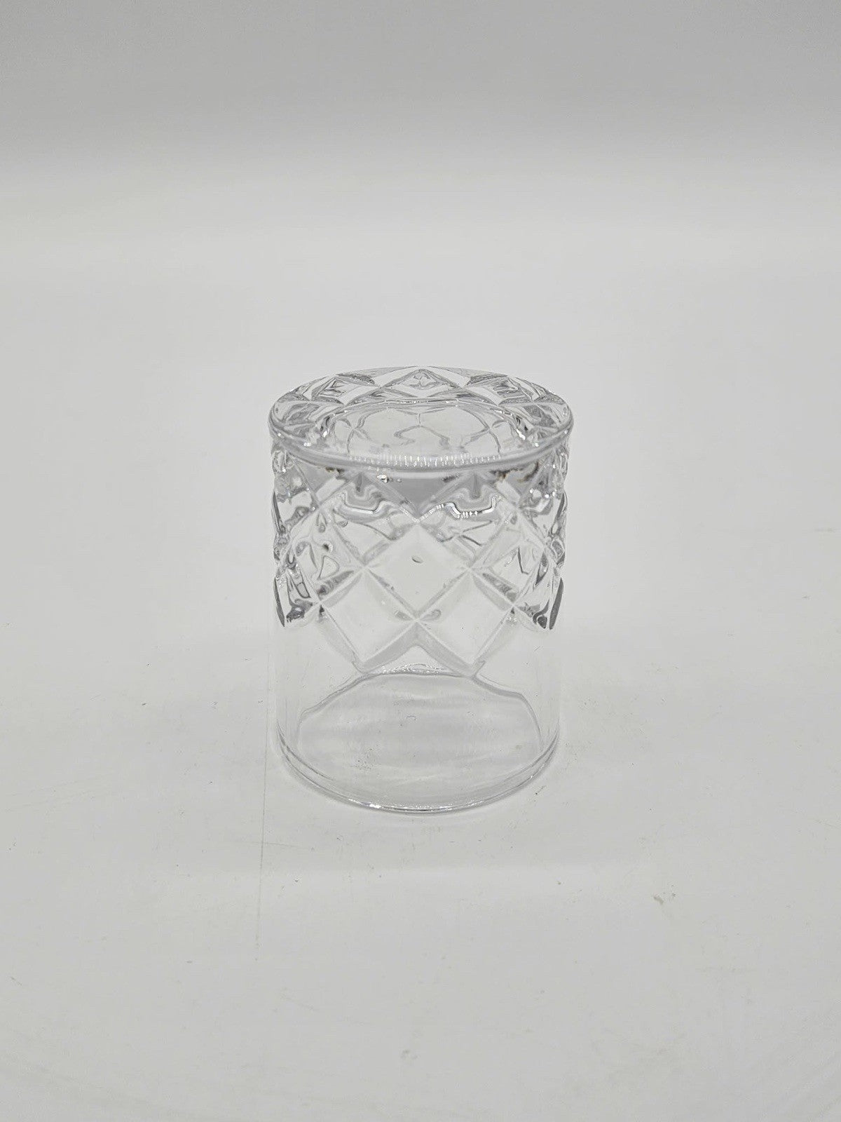 Vintage Diamond Cut Clear Glass Shot Glass Heavy Base Barware