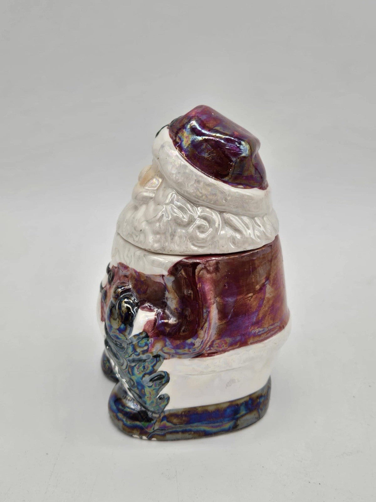 Iridescent Porcelain Santa Claus Candy Jar