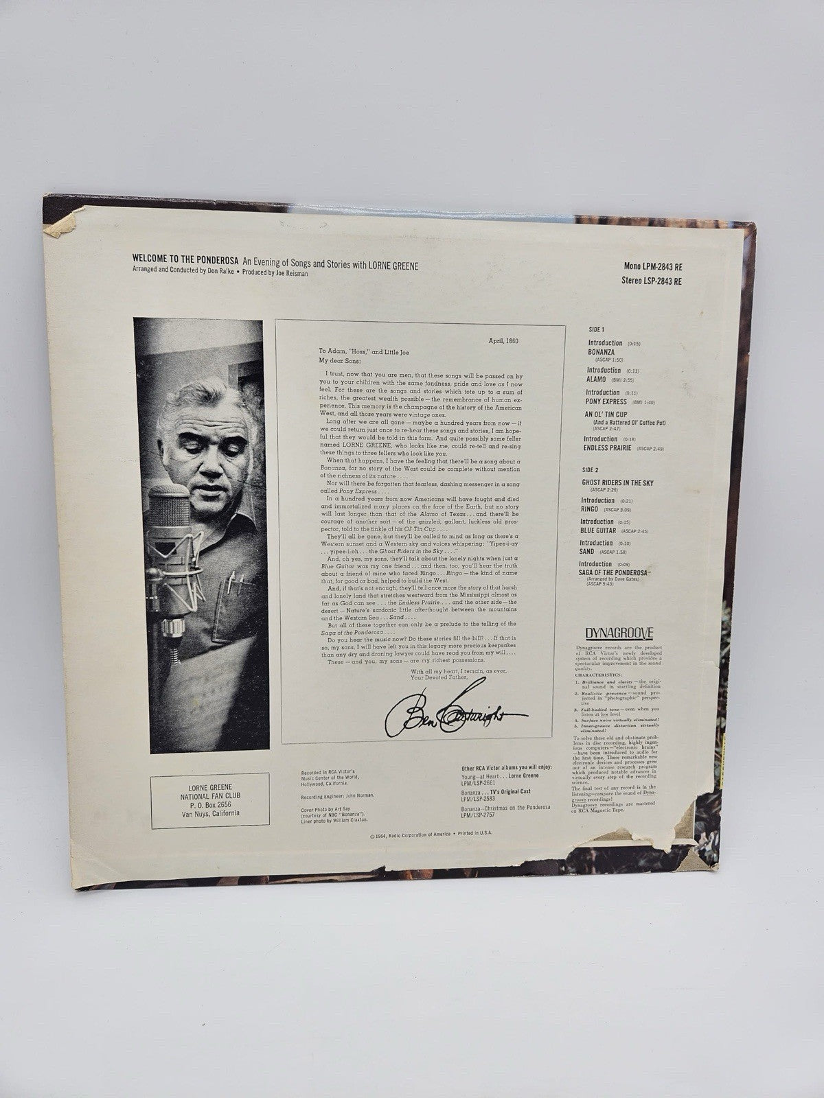 Welcome To The Ponderosa Lorne Greene Vinyl Record