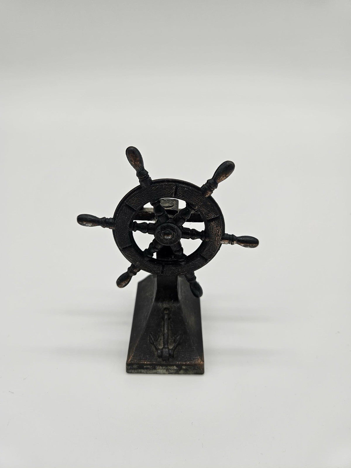 Miniature Pencil Sharpener Die Cast Metal SHIP WHEEL Copper Finish Vintage HELM