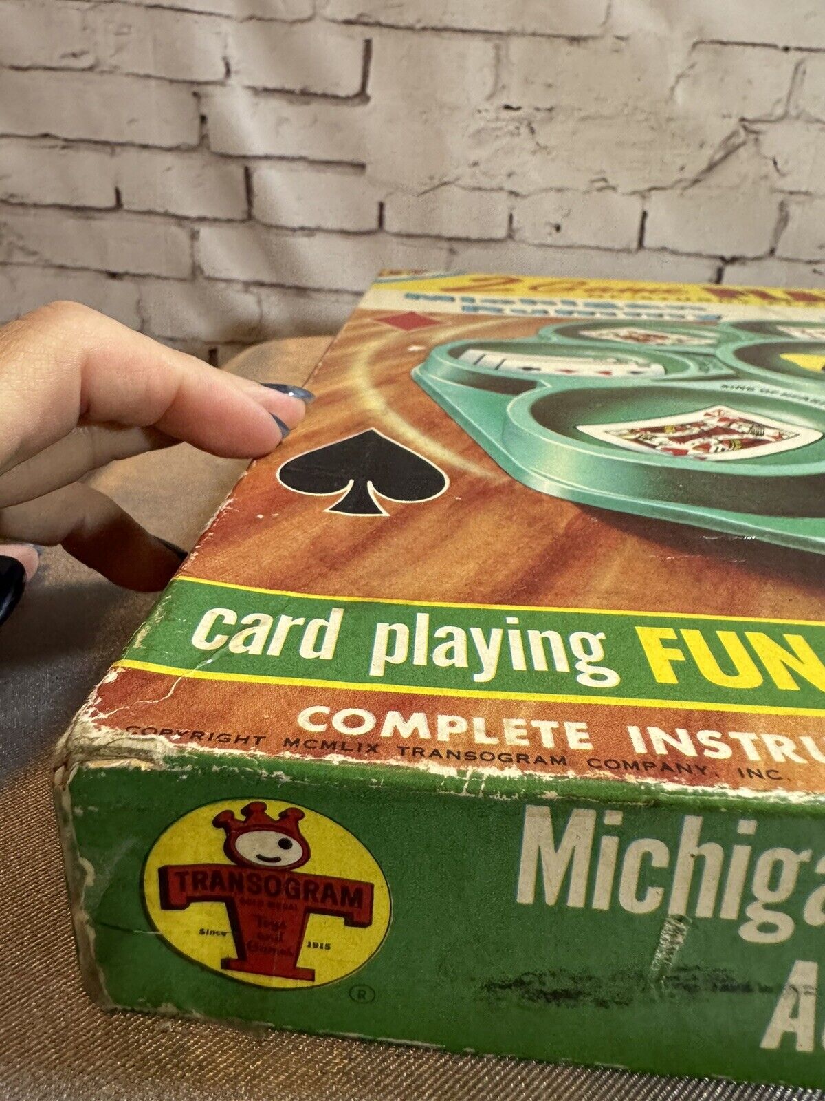 Vintage 1959 Transogram Michigan Rummy Ace Hi Horse Race Game Black Cat VGM