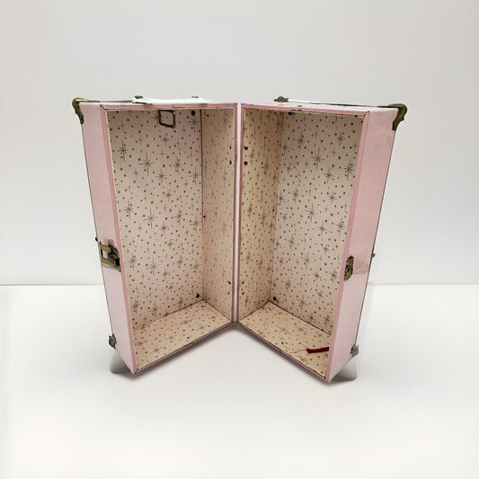 Vintage ATCO Pink Metal Large Doll Wardrobe Clothing Trunk Carrying Case 10”x 6"