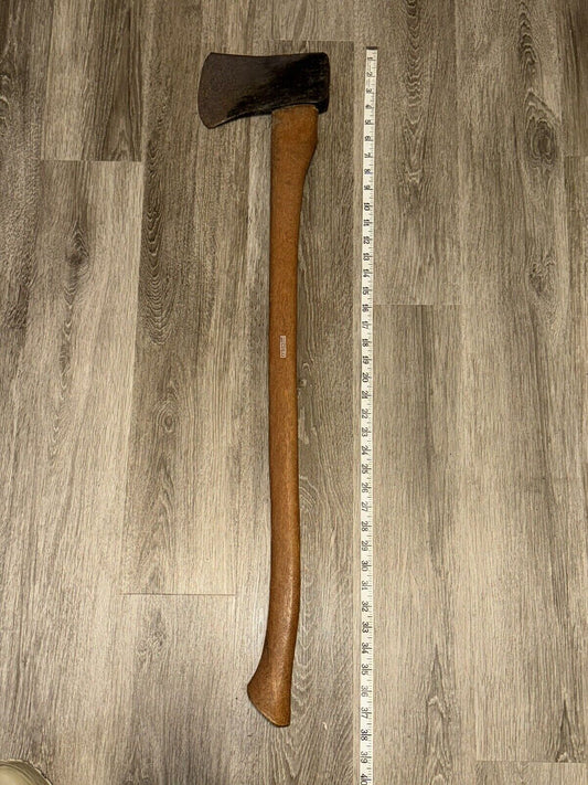 Vintage Axe 37 inches Hickory Wood Handle Chopping Splitting Limping Ax