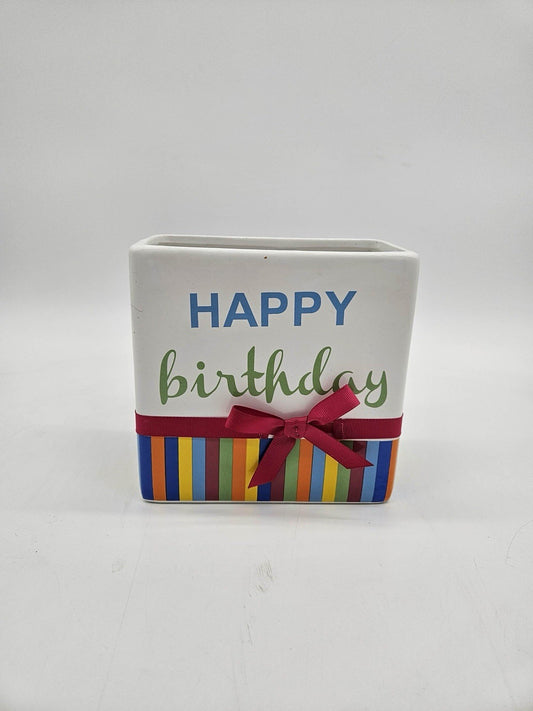Happy Birthday Ftd Ceramic Vase Planter Container Holder Gift Bag