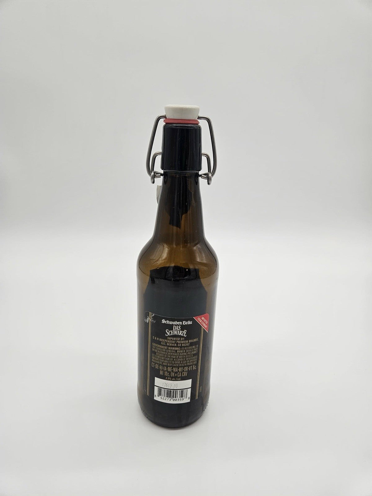 ⭐️⭐️⭐️⭐️⭐️ EMPTY Schwaben Brau Das Schwarze Beer Bottle w Hinge Stopper