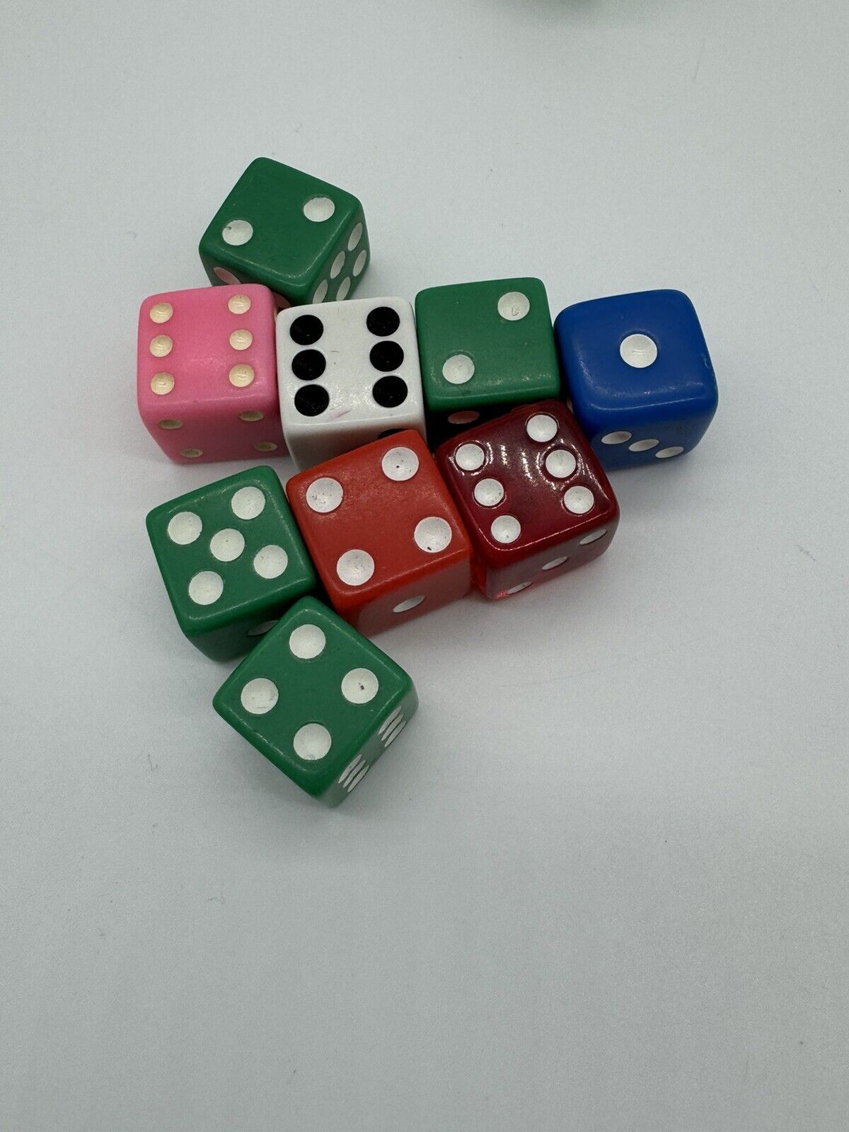Dice Lot Some Vintage Red Green White Blue Mini Games Engraved King Of New York