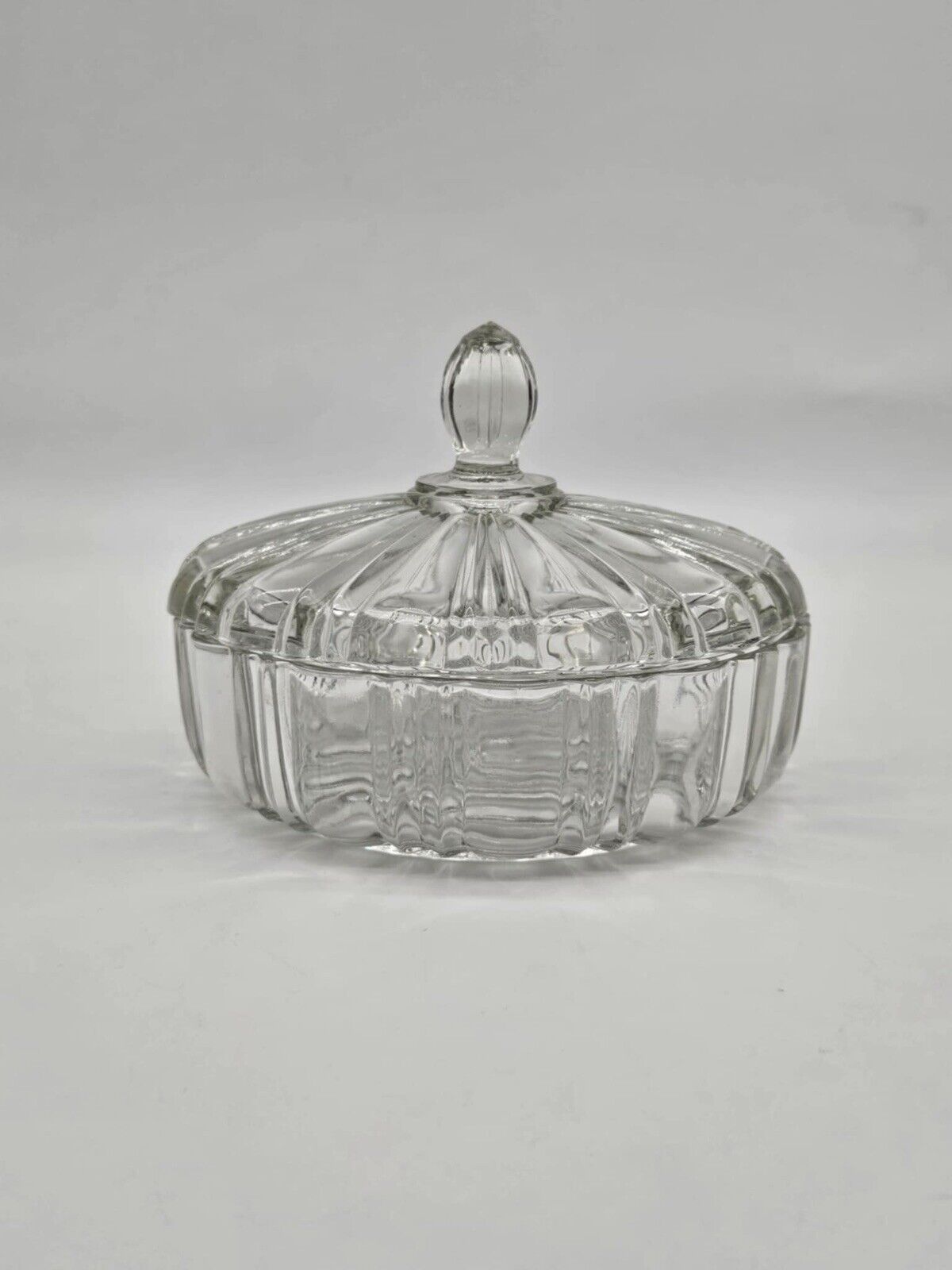 Vintage Anchor Hocking Clear Glass Spider Web Old Cafe Lidded Candy Nut Dish