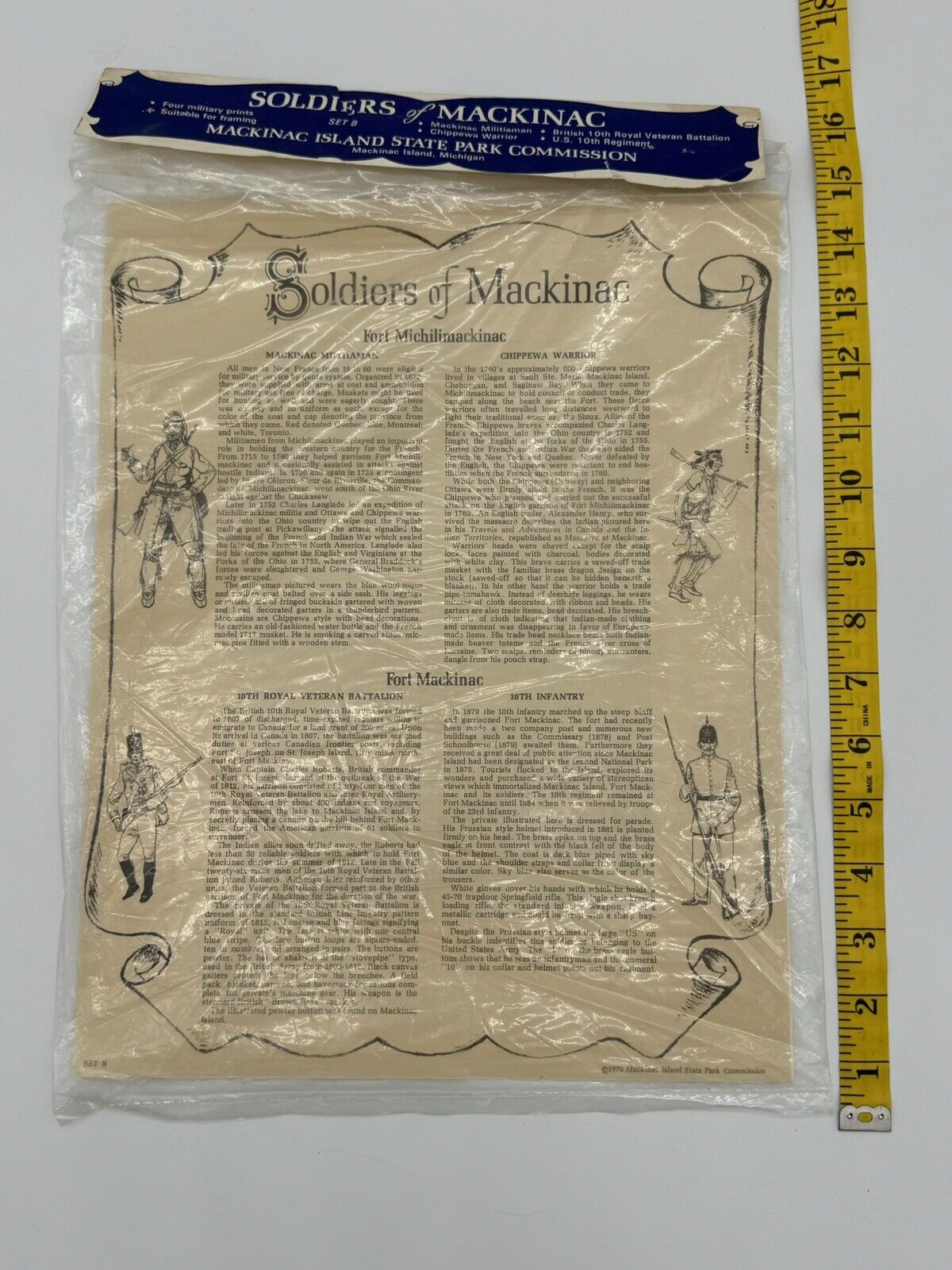 Vintage 1969 Mackinac Island State Park Commission 4 Chippewa Warriors NEW￼