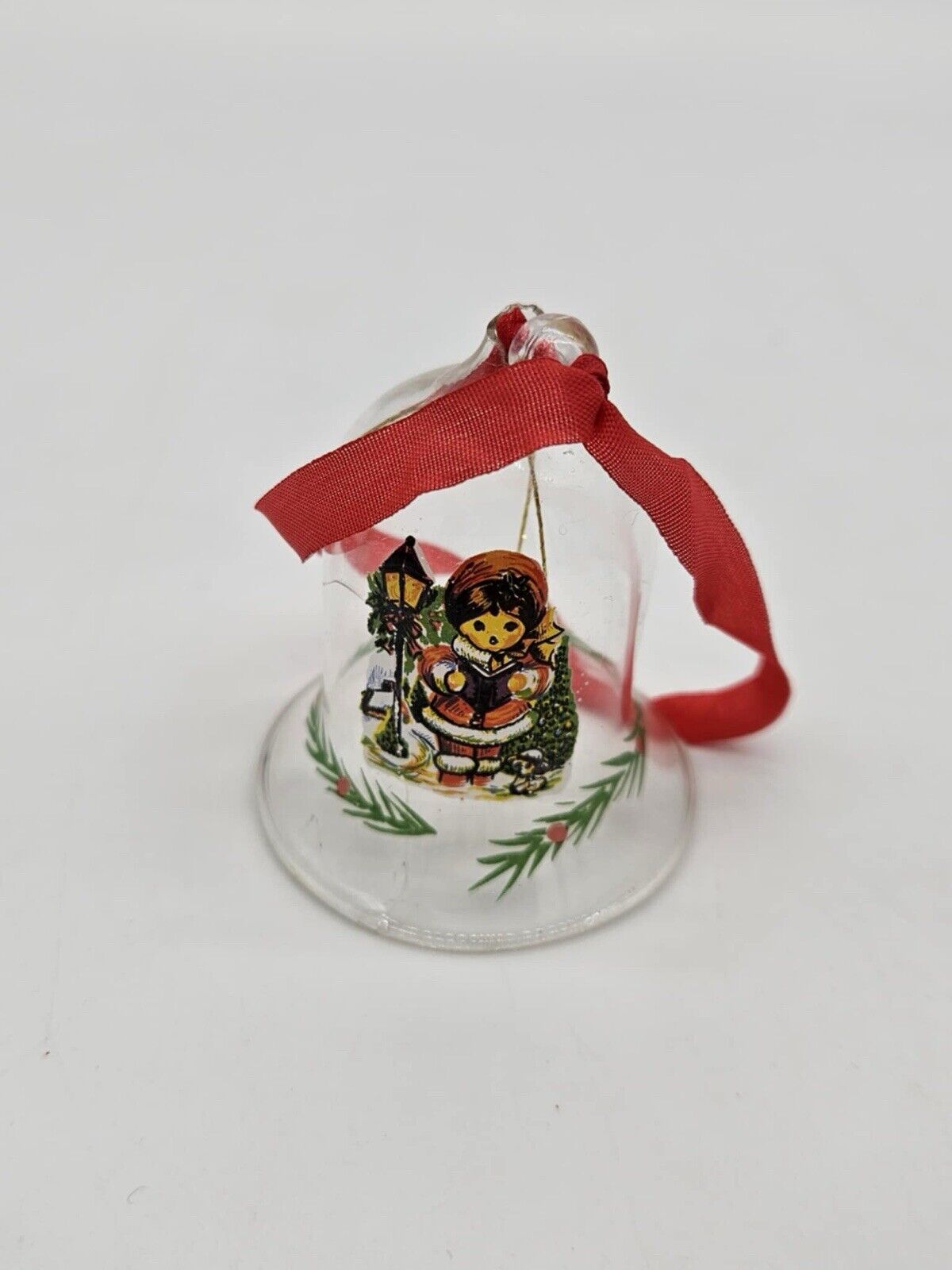 VINTAGE GLASS BELL Christmas Holiday Caroler￼