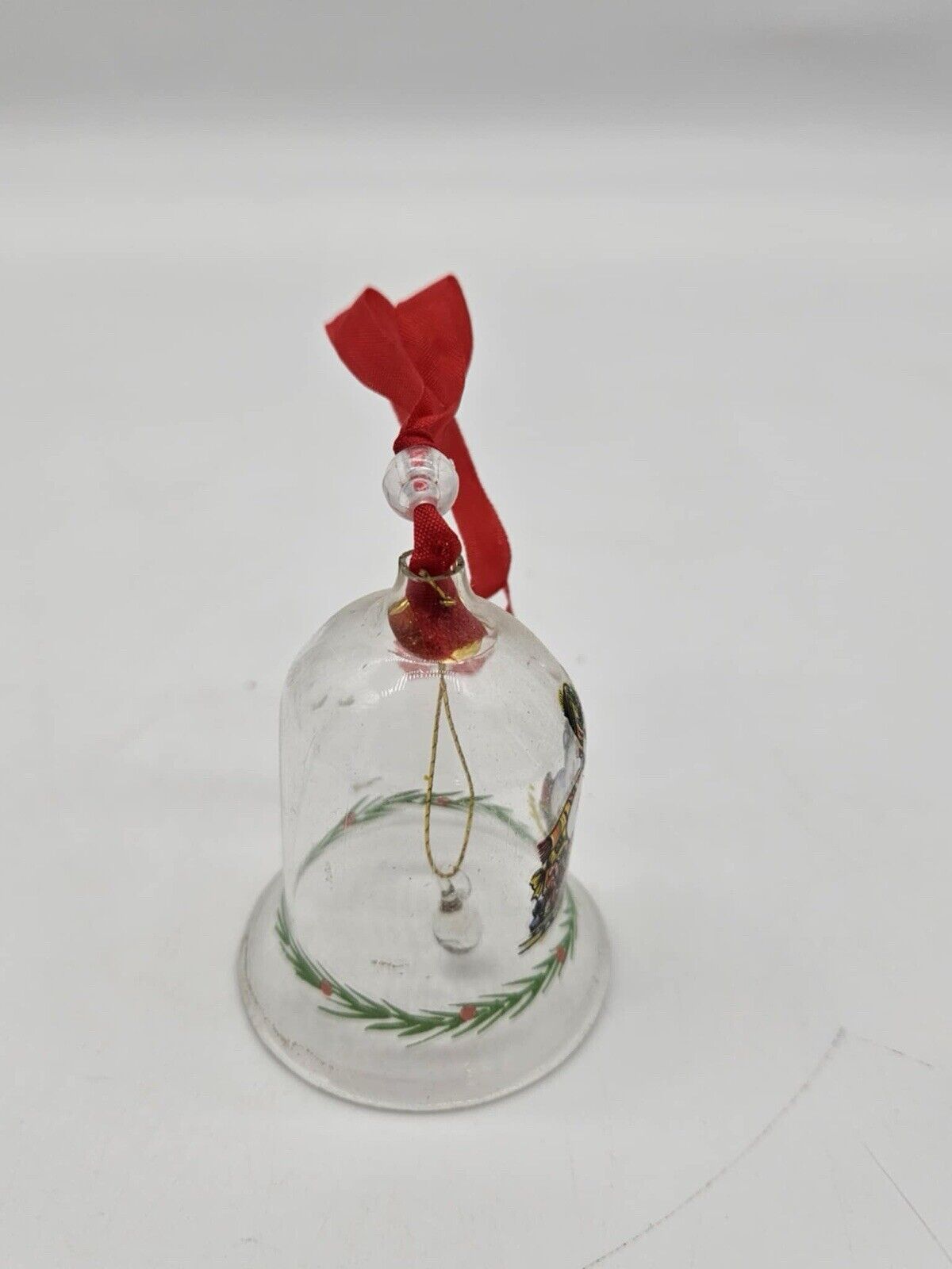Vintage Snowman Small Clear Glass Bell Christmas Ornaments