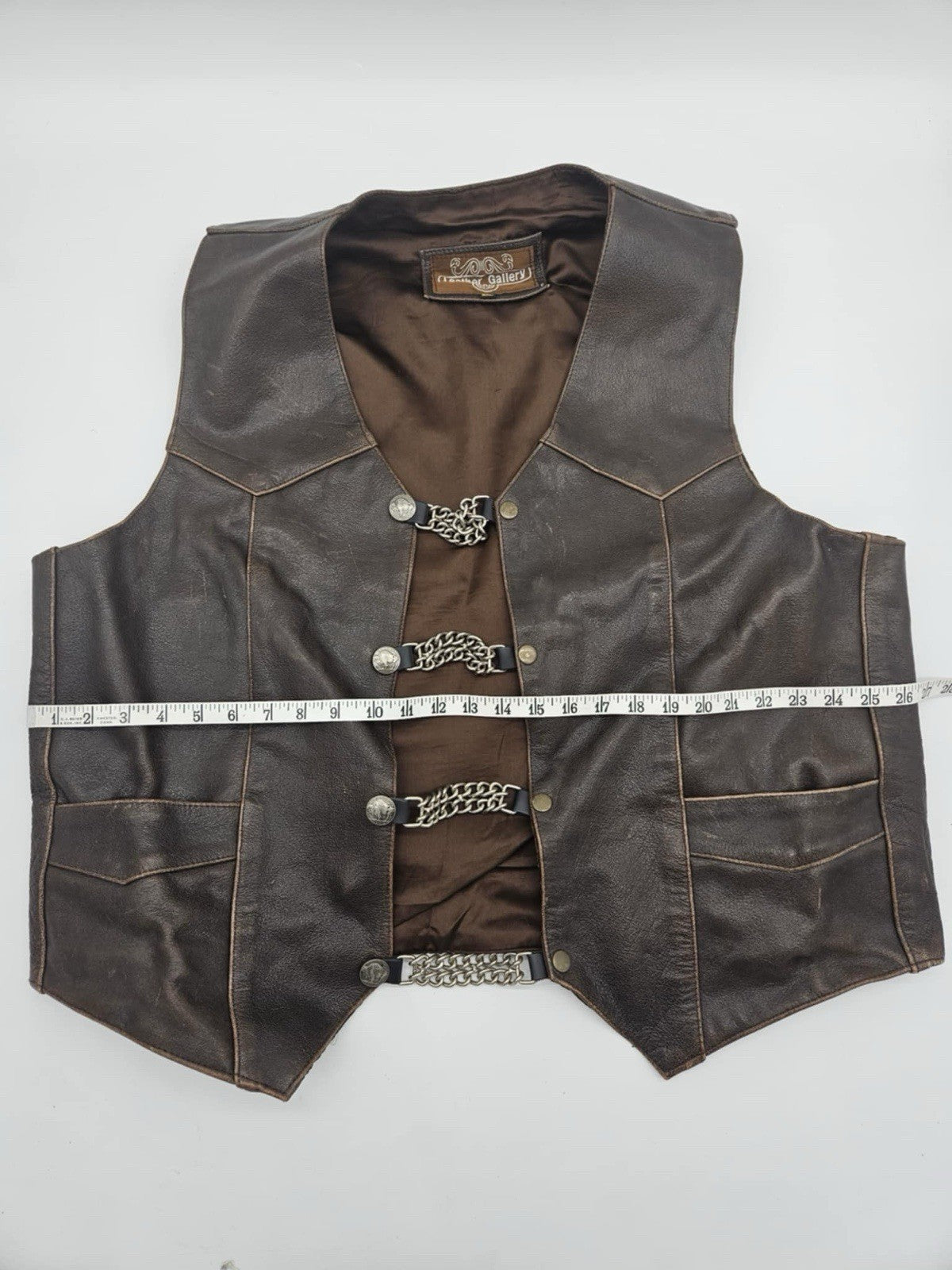 Vintage Genuine Leather Motorcycle Vest / Biker Vest ~ Sz 3XL