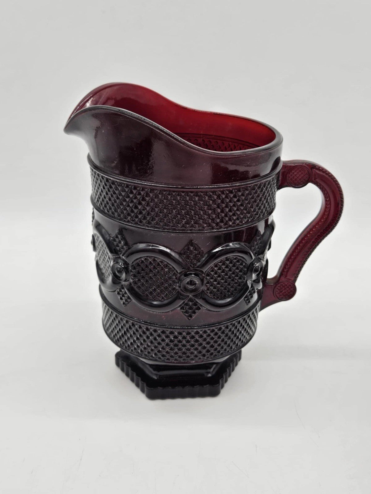 VINTAGE AVON CAPE COD RUBY RED COLLECTION PITCHER 48 Oz w/ 10 PC GLASS SET