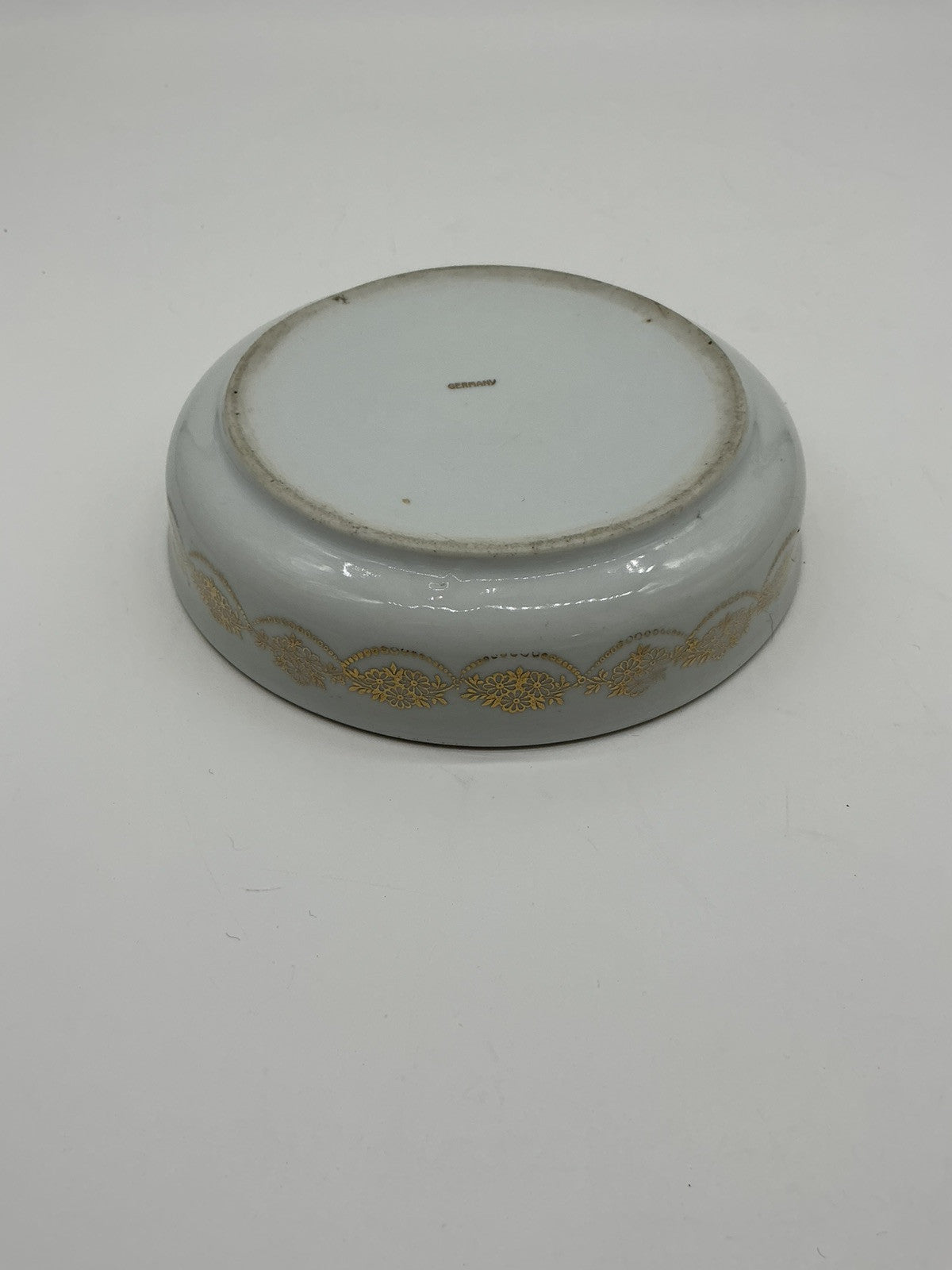 Vintage German Gold Alphabet Youth Shallow Bowl- Victorian Children & Chickens