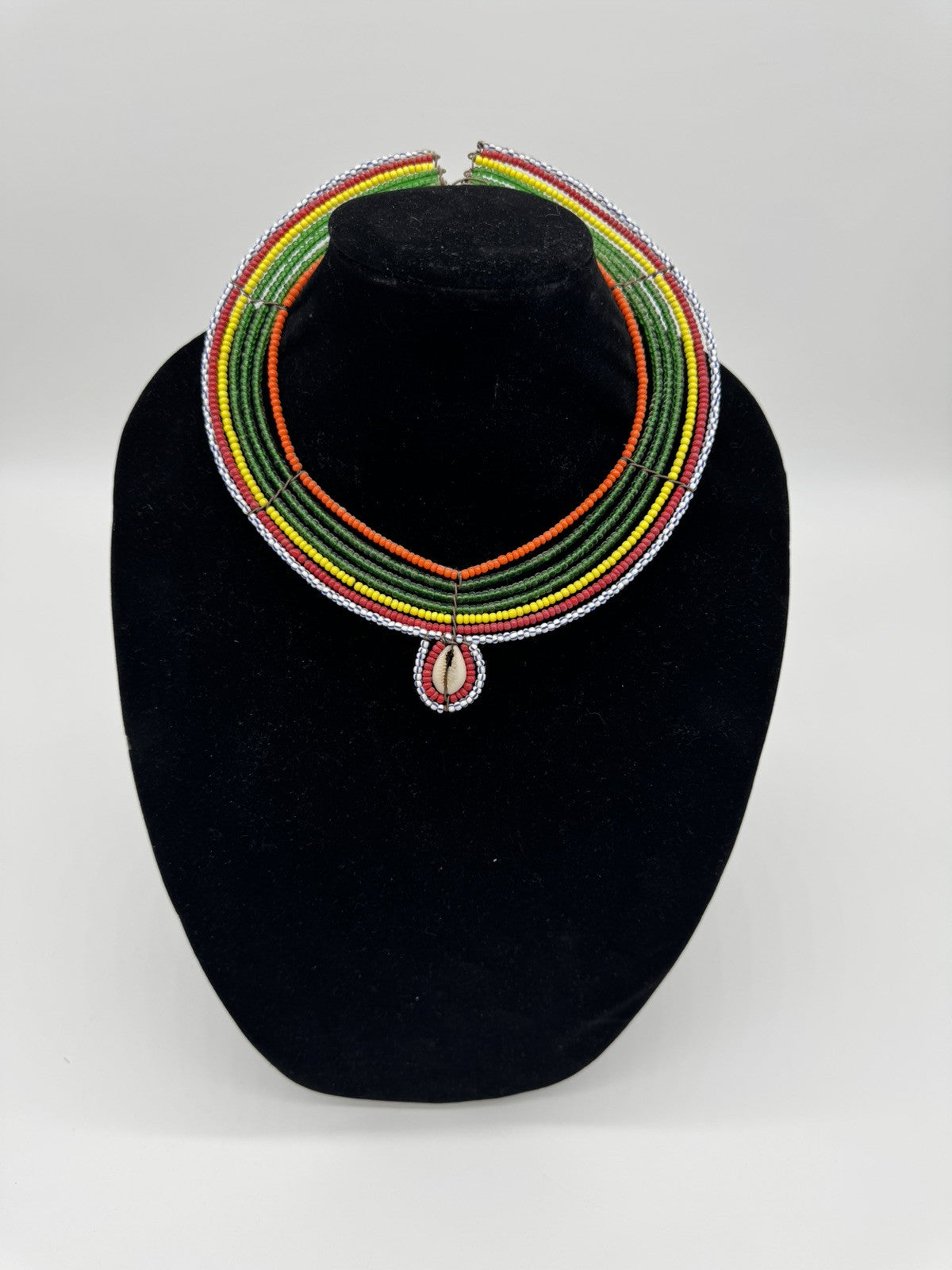Tanzanian Maasai BEADED Tribal Jewelry 7 Strand Wire Collar Necklace Adult