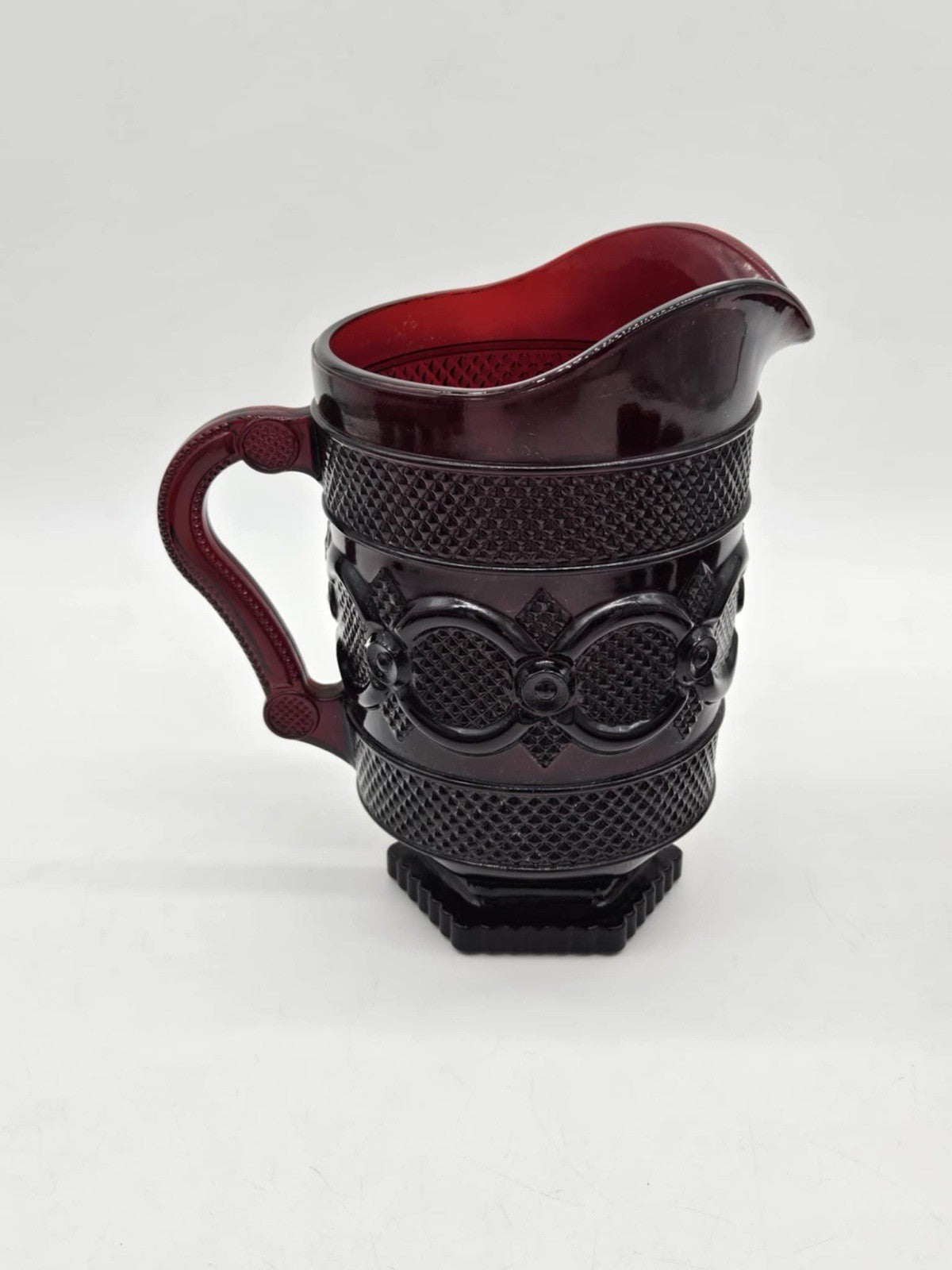 VINTAGE AVON CAPE COD RUBY RED COLLECTION PITCHER 48 Oz w/ 10 PC GLASS SET