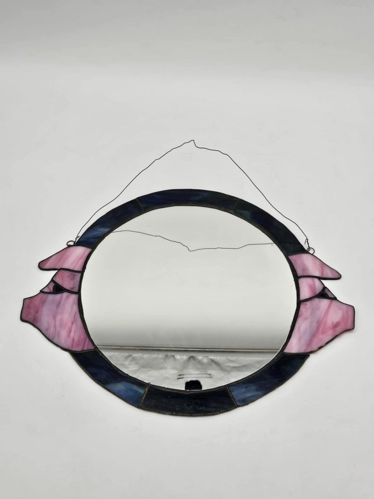 Gorgeous ORIGINAL Vintage Handmade STAINED GLASS Pigs? Flowers?