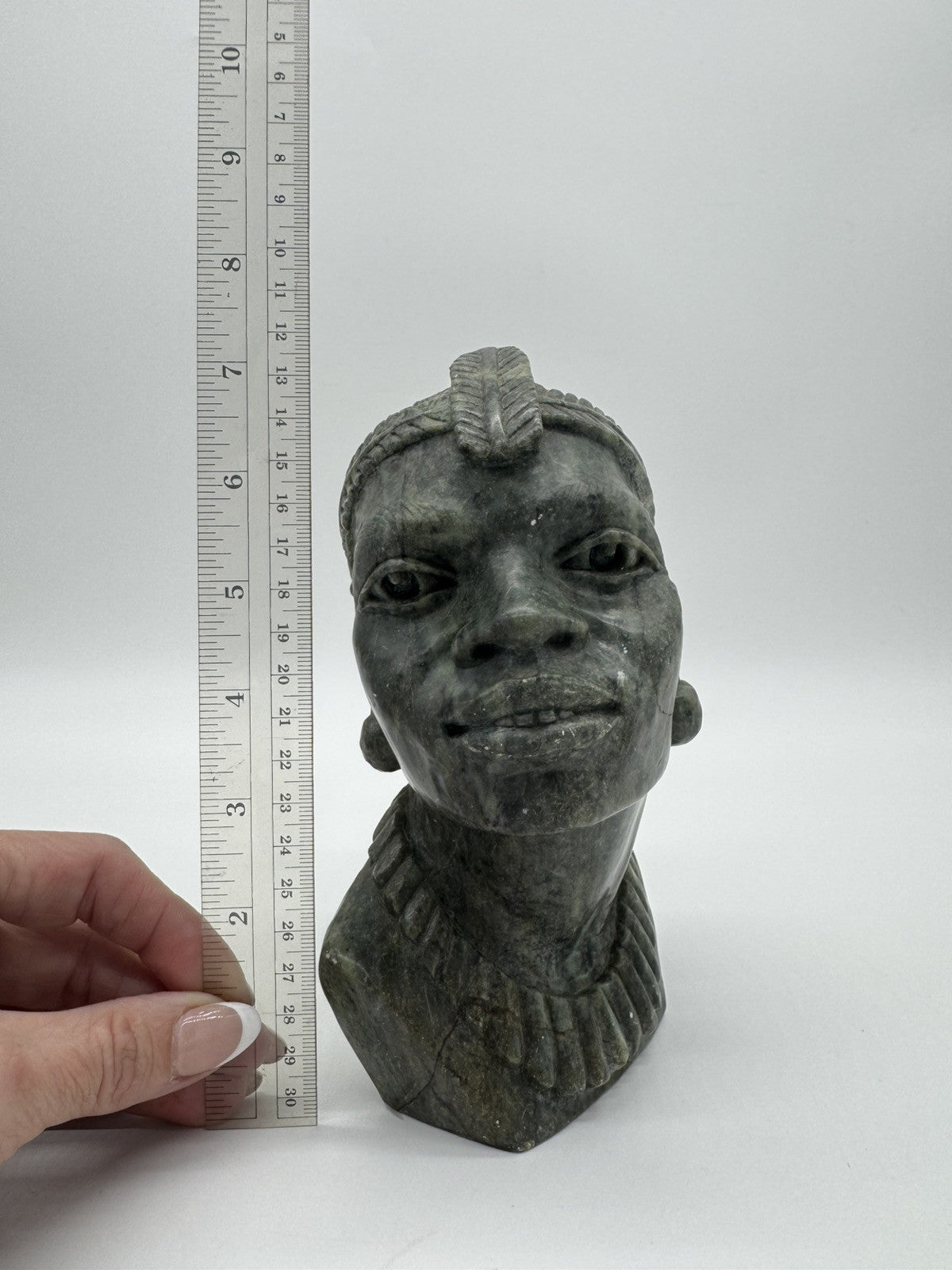 RARE African Nyanga Tribe Verdite Solid Stone Sculpture Hand Carved ~ SIGNED