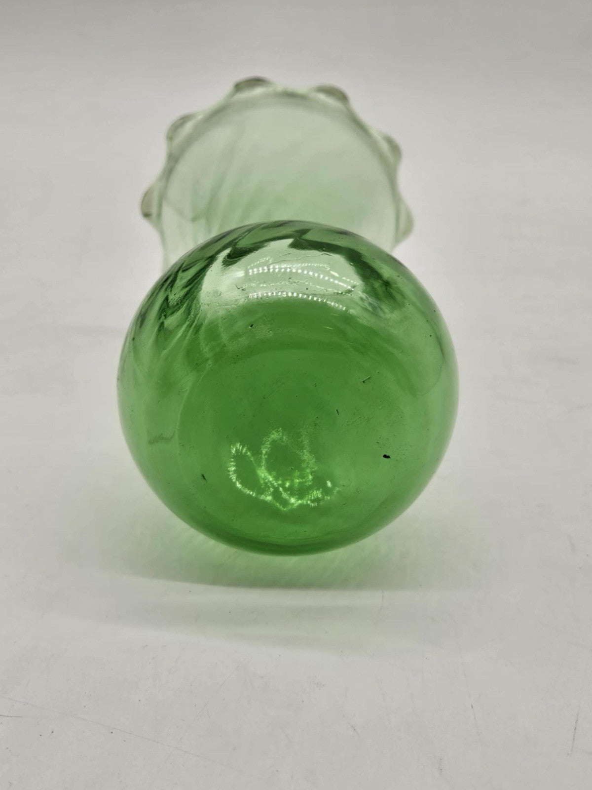 Vintage Glass Swirl Vase With A Green Tint