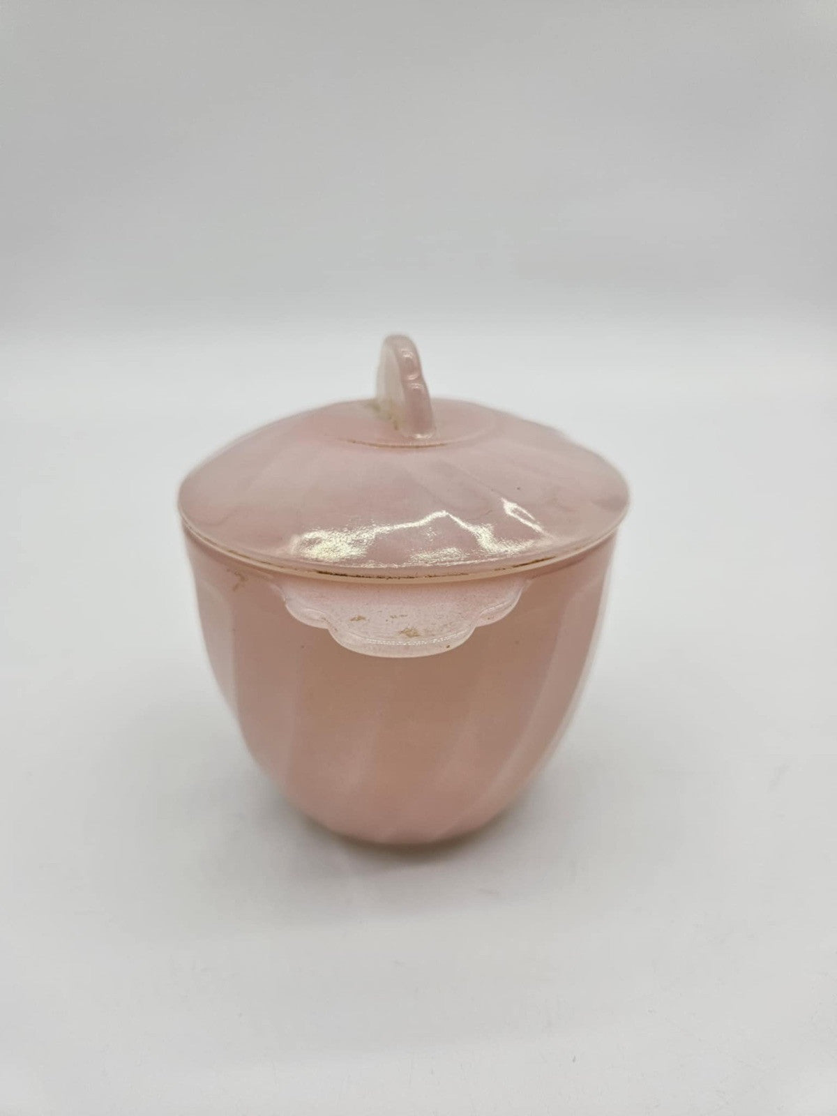 Vintage Fire King Pink Swirl Sugar Cup w/ Lid