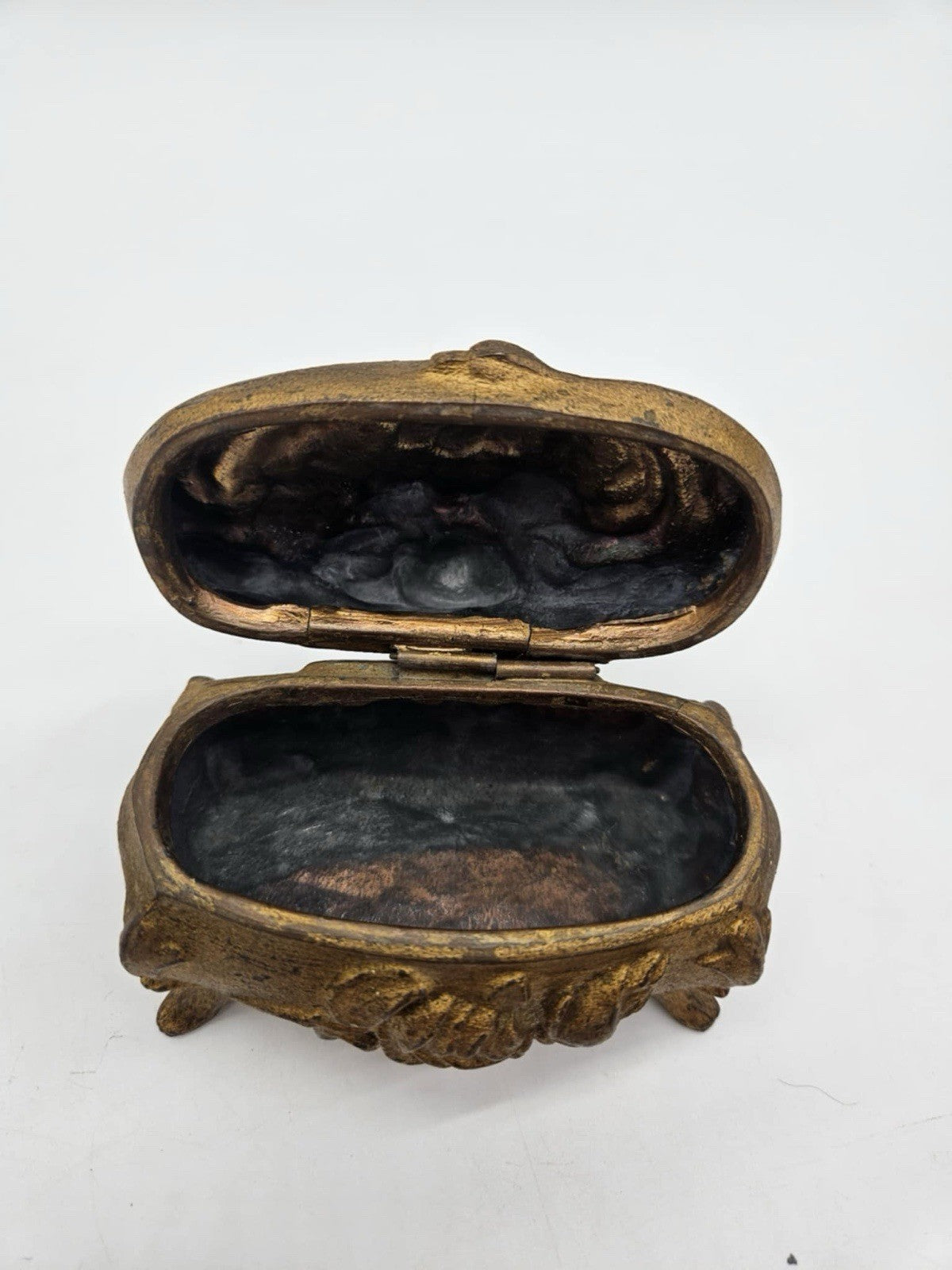 Antique Art Nouveau Trinket Box Dresser Jewelry Casket Gold Victorian Vtg