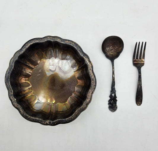 Vintage Silver Plated Bowl & Utensils Kitchenware