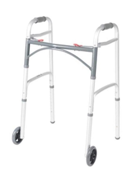 Drive 10206-4 Adult Deluxe Folding Walker, 3"   2-Button with Wheels