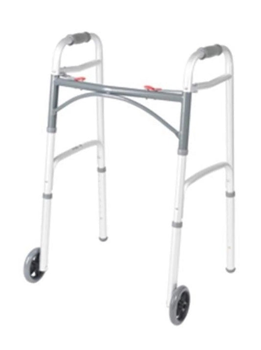 Drive 10206-4 Adult Deluxe Folding Walker, 3"   2-Button with Wheels