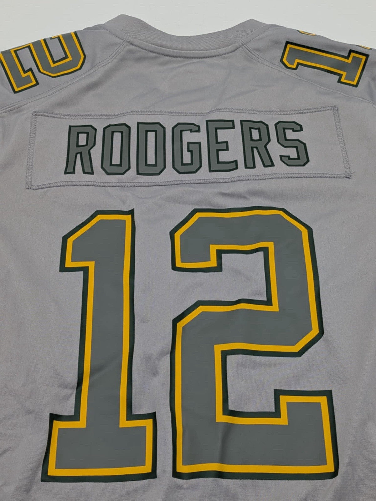 Nike NFL Green Bay Packers Aaron Rodgers Throwback Jersey Gray Green Size S