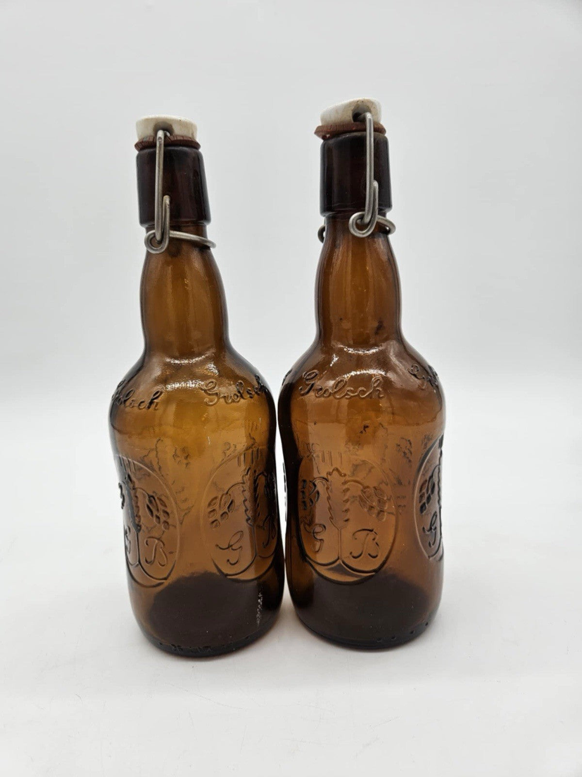 Vintage Grolsch Beer Bottle Amber Glass Porcelain Swing Top