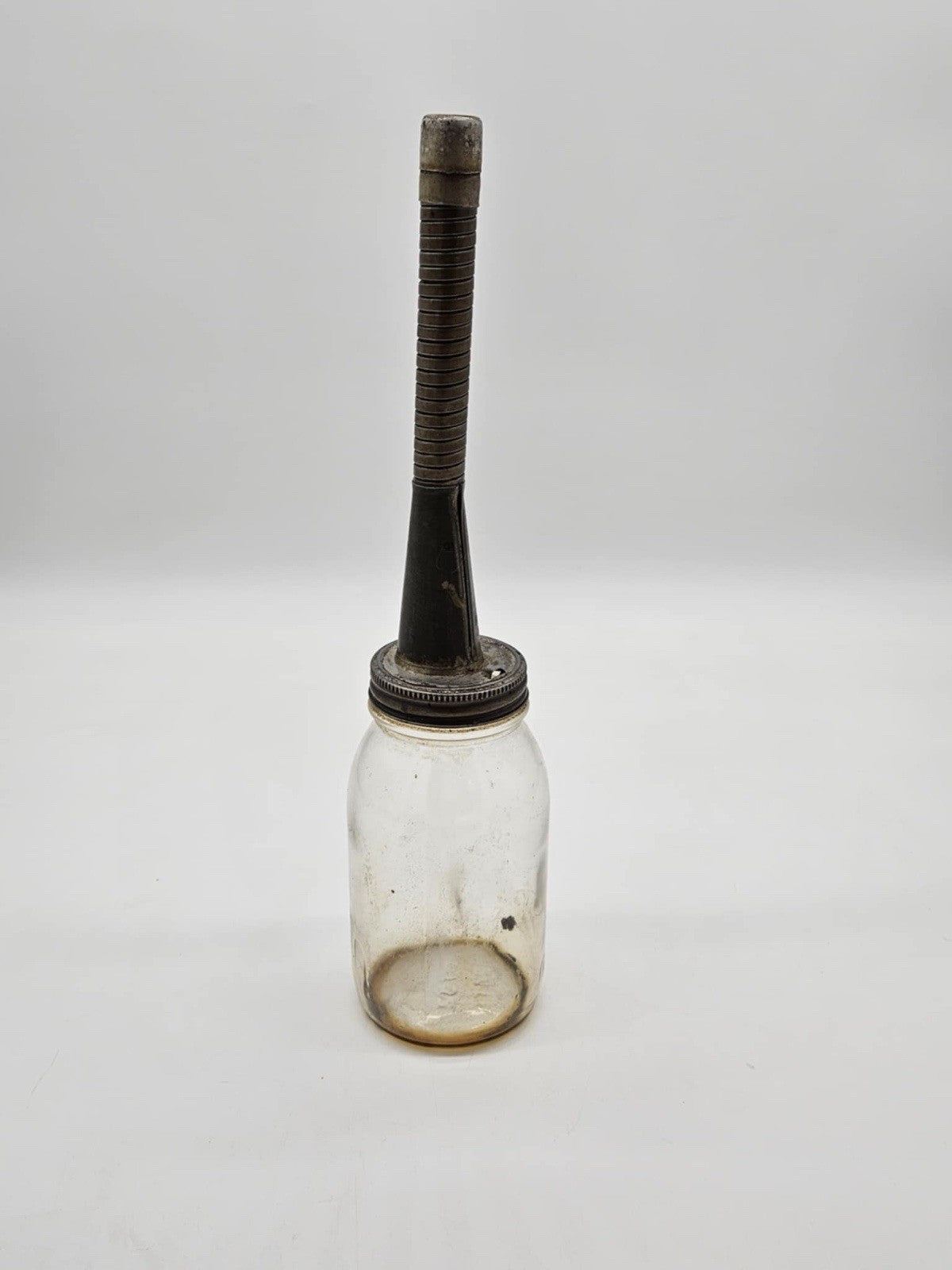 Original Duraglas 1 qt oil jar coiled metal spout petrolina automotive